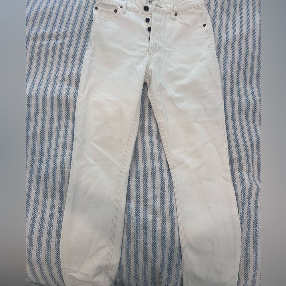 NWT Agolde Nico highrise slim fit white denim size 26